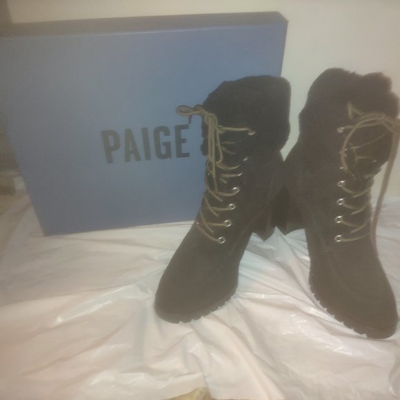 Paige Nina Shearling-Trimmed Suede Boots – Size 11M - NWB - CYBER MONDAY - Picture 5 of 7